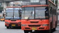 Orange minibuses in Thai capital Bangkok