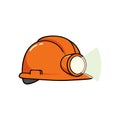 Orange mining helmet with headlamp vector illustration for safety and construction use Royalty Free Stock Photo