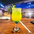 Orange, mint and lime non-alcoholic mixed drinks. Royalty Free Stock Photo