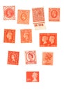 Orange mint vintage postage stamps from the United Kingdom.