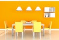 Orange modern dining room