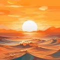 Orange Modernism Seascape Abstract Illustration Royalty Free Stock Photo