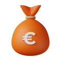 Orange Money Bag Euro 3D Illustration Royalty Free Stock Photo