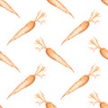 Orange monochrome carrot vegetable simple illustration sketch art vector seamless pattern texture background