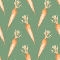 Orange monochrome carrot vegetable simple illustration sketch art vector seamless pattern texture background