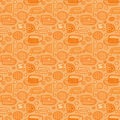 Orange monochromic doodled seamless pattern design