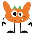 A monster with 2 big orange ears,  or color illustration Royalty Free Stock Photo