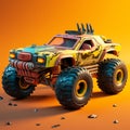 Orange Monster Truck: A Zbrush Style Toycore Design