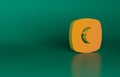 Orange Moon and stars icon isolated on green background. Cloudy night sign. Sleep dreams symbol. Full moon. Night or bed Royalty Free Stock Photo