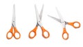 Orange multipurpose scissors set isolated Royalty Free Stock Photo