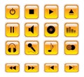 Orange music control buttons Royalty Free Stock Photo