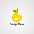 Orange music logo vector, icon, element, and template