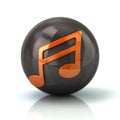 Orange music note icon on black glossy sphere Royalty Free Stock Photo