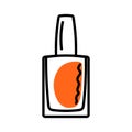 Orange Nail Polish Icon with Black Line for Manicure Pedicure PNG Illustration