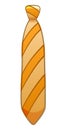 Orange necktie with beige strips on white background