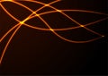 Orange neon glowing smooth wavy lines abstract background