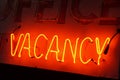 Orange neon vacancy sign outside of motel Royalty Free Stock Photo