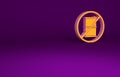 Orange No barrel for gasoline icon isolated on purple background. Diesel gas icon. Minimalism concept. 3d illustration