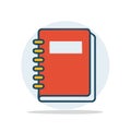 Orange notebook with spiral binding and rectangle block with blank space for message Royalty Free Stock Photo