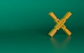 Orange Oars or paddles boat icon isolated on green background. Minimalism concept. 3D render illustration Royalty Free Stock Photo