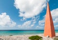 Orange obelisk at the caribbean island Bonaire