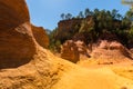 Orange ochre pigment picturesque hills. Languedoc - Roussillon,