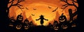 october pumpkin halloween orange black dark ghost holiday horror night. Generative AI. Royalty Free Stock Photo