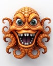 an orange octopus mask with large eyes and a mouth that has googly eyes. generative ai Royalty Free Stock Photo