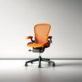 orange office chair in white background