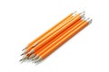 Orange office pencils isolated on background