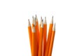 Orange office pencils isolated on background