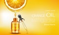 Orange oil cosmetics bottle with pipette ad banner