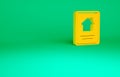 Orange Online real estate house on tablet icon isolated on green background. Home loan concept, rent, buy, buying a Royalty Free Stock Photo