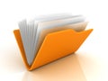 Orange opened file folder with business papers Royalty Free Stock Photo