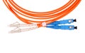 Orange optical cable on the white background macro shot. Royalty Free Stock Photo