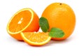 Orange, orange slices and mint leaves