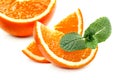 Orange, orange slices and mint leaves