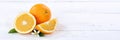 Orange oranges fruit fruits banner copyspace on a wooden board