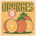 Orange Oranges Vintage Retro Signage Vector