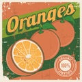 Orange Oranges Vintage Retro Signage Vector