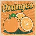 Orange Oranges Vintage Retro Signage Vector