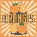 Orange Oranges Vintage Retro Signage Vector