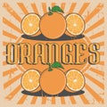 Orange Oranges Vintage Retro Signage Vector