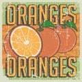 Orange Oranges Vintage Retro Signage Vector