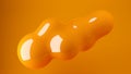 Orange organic fluid metaball liquid drops floating in mid-air, abstract modern design element or background on orange