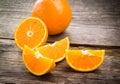 Orange. Organic fruits on wooden background.
