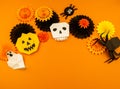 Orange origami background collection of Halloween