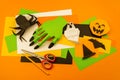 Orange origami background collection of Halloween