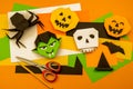 Orange origami background collection of Halloween