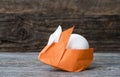 Orange Origami Bunny Basket